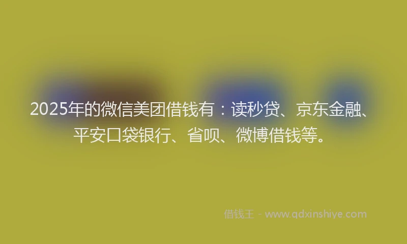 2025年的微信美团借钱有：读秒贷、京东金融、平安口袋银行、省呗、微博借钱等。
