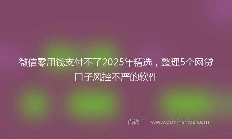 微信零用钱支付不了2025年精选，整理5个网贷口子风控不严的软件