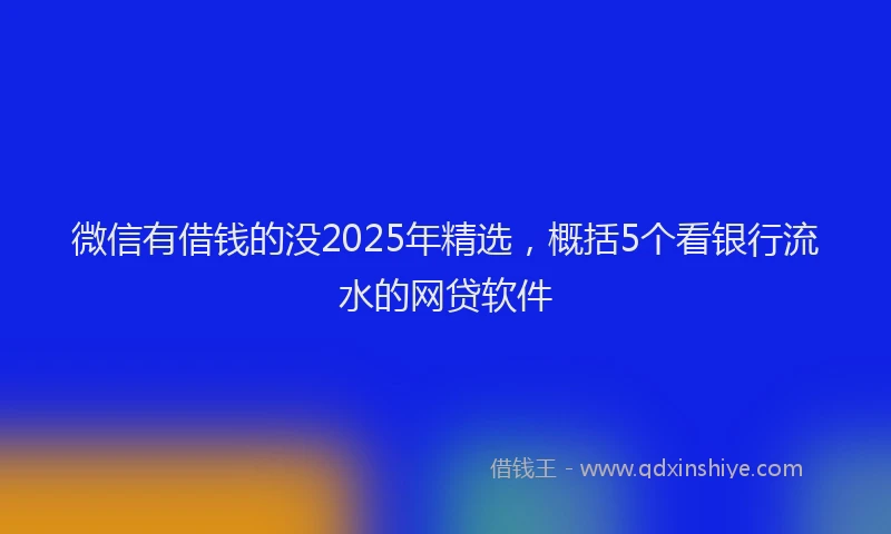 微信有借钱的没2025年精选，概括5个看银行流水的网贷软件