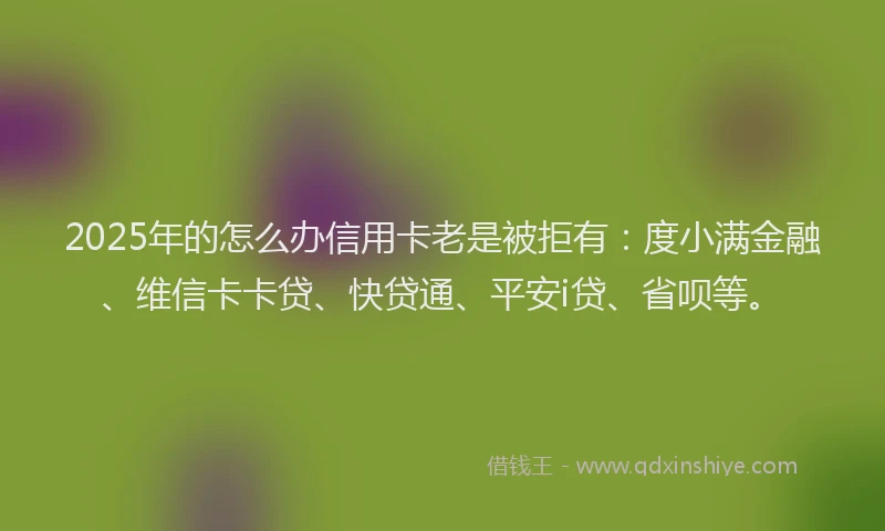 2025年的怎么办信用卡老是被拒有：度小满金融、维信卡卡贷、快贷通、平安i贷、省呗等。