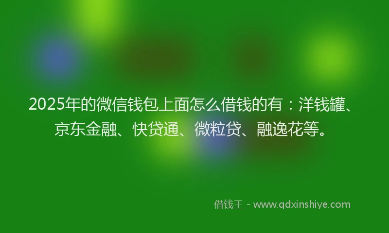 2025年的微信钱包上面怎么借钱的有：洋钱罐、京东金融、快贷通、微粒贷、融逸花等。
