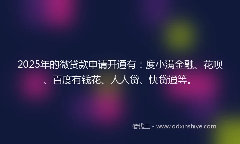 2025年的微贷款申请开通有：度小满金融、花呗、百度有钱花、人人贷、快贷通等。