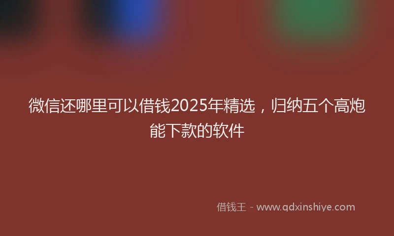 微信还哪里可以借钱2025年精选，归纳五个高炮能下款的软件