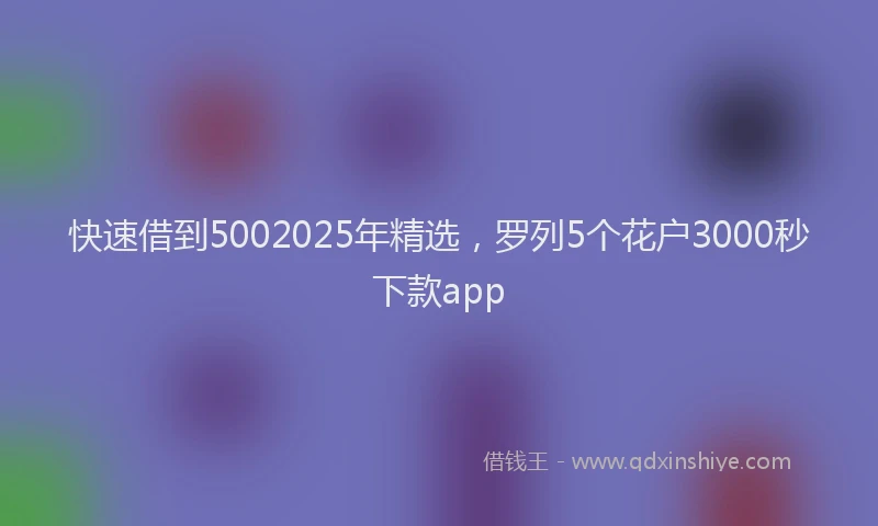 快速借到5002025年精选，罗列5个花户3000秒下款app