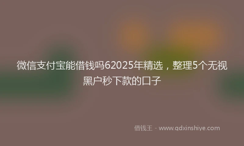 微信支付宝能借钱吗62025年精选，整理5个无视黑户秒下款的口子
