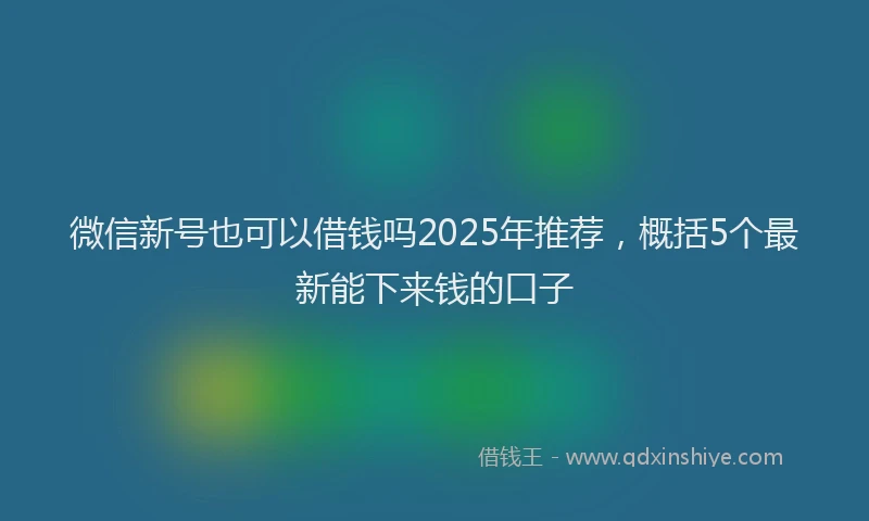 微信新号也可以借钱吗2025年推荐，概括5个最新能下来钱的口子
