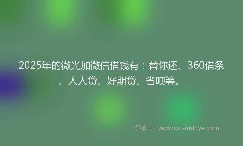 2025年的微光加微信借钱有：替你还、360借条、人人贷、好期贷、省呗等。
