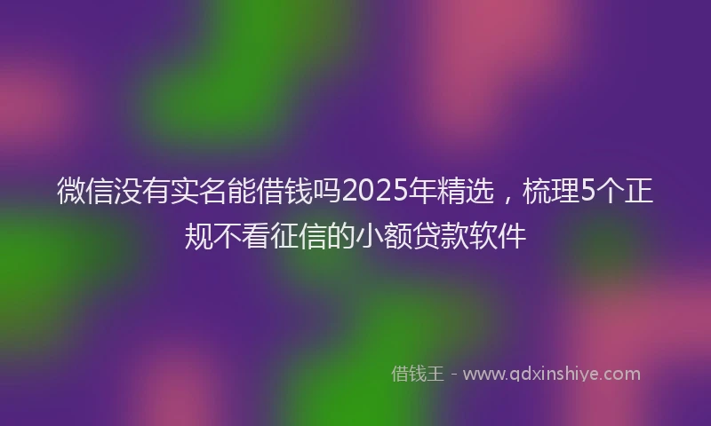 微信没有实名能借钱吗2025年精选，梳理5个正规不看征信的小额贷款软件