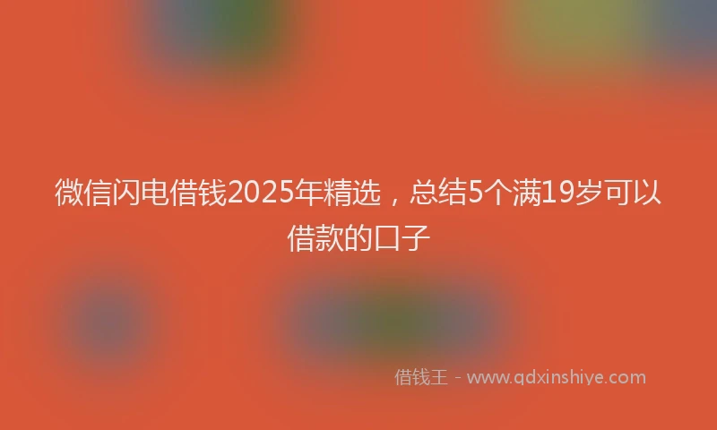 微信闪电借钱2025年精选，总结5个满19岁可以借款的口子