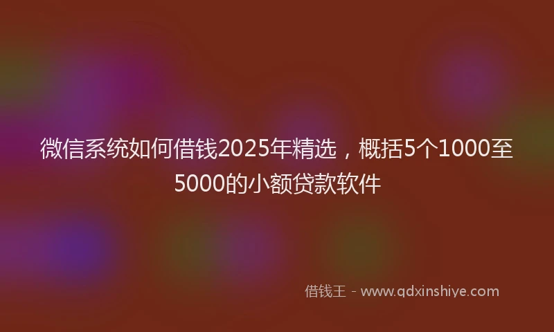 微信系统如何借钱2025年精选，概括5个1000至5000的小额贷款软件