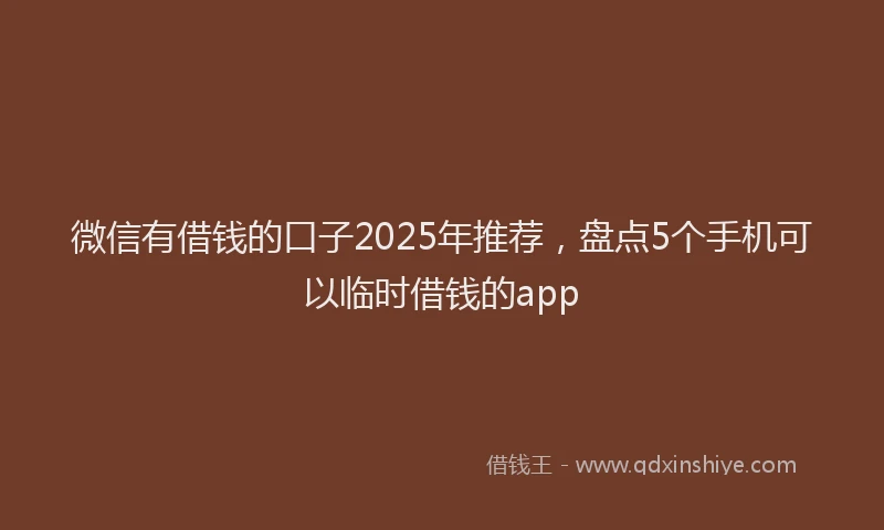 微信有借钱的口子2025年推荐，盘点5个手机可以临时借钱的app