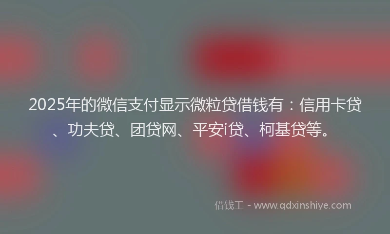 2025年的微信支付显示微粒贷借钱有：信用卡贷、功夫贷、团贷网、平安i贷、柯基贷等。
