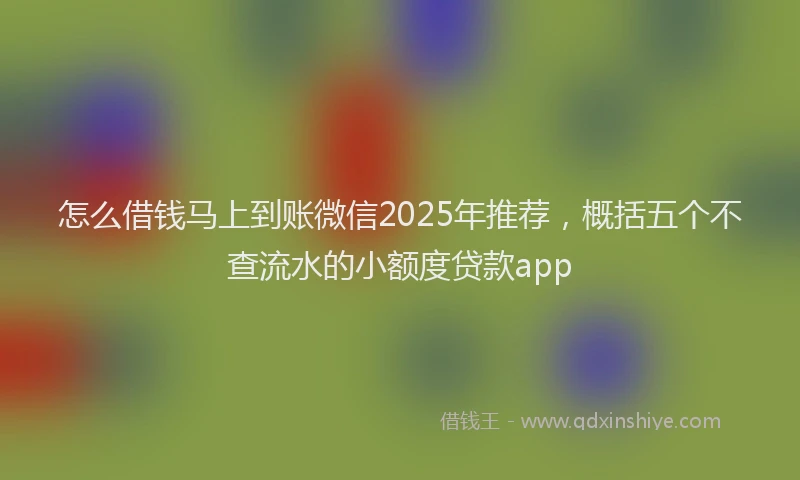 怎么借钱马上到账微信2025年推荐，概括五个不查流水的小额度贷款app
