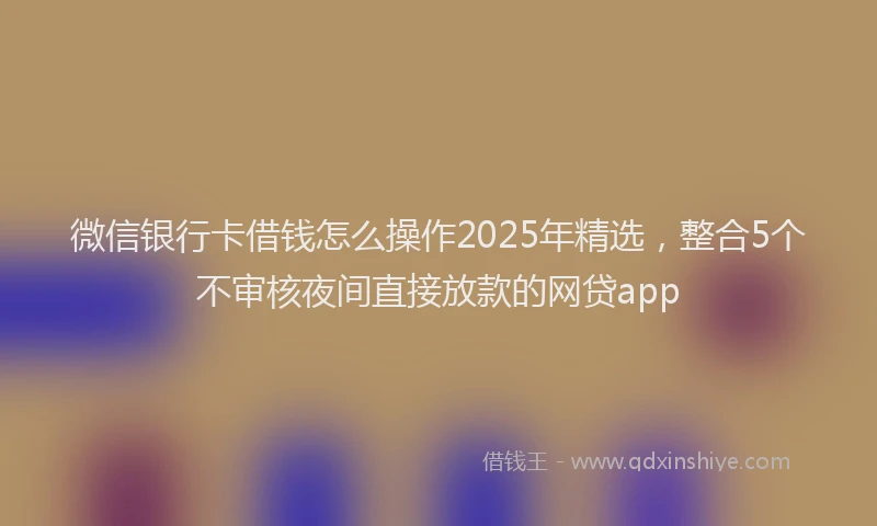 微信银行卡借钱怎么操作2025年精选，整合5个不审核夜间直接放款的网贷app