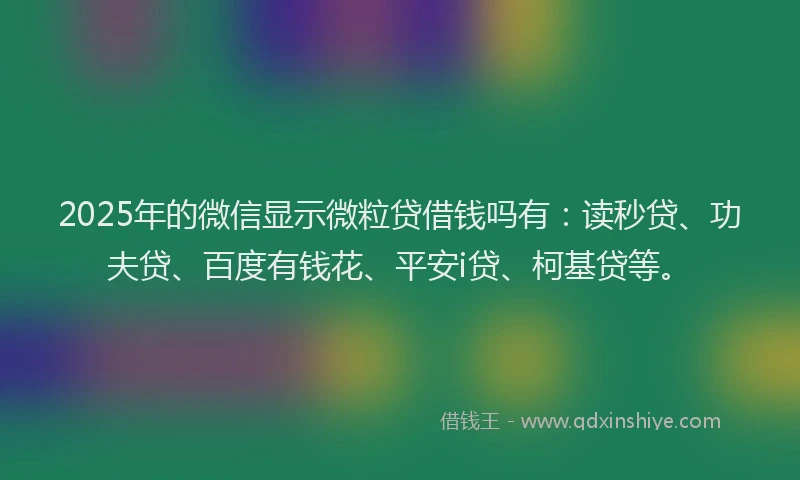 2025年的微信显示微粒贷借钱吗有：读秒贷、功夫贷、百度有钱花、平安i贷、柯基贷等。