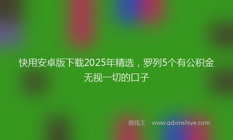 快用安卓版下载2025年精选，罗列5个有公积金无视一切的口子