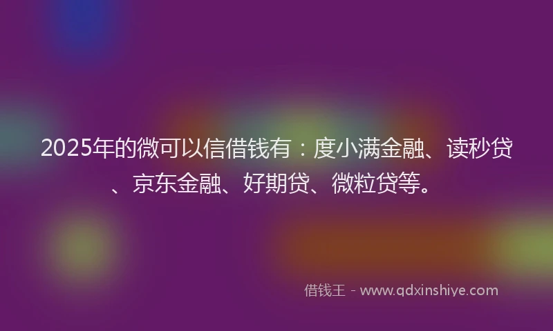 2025年的微可以信借钱有：度小满金融、读秒贷、京东金融、好期贷、微粒贷等。