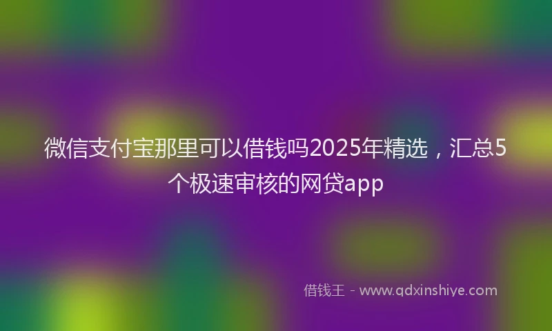微信支付宝那里可以借钱吗2025年精选，汇总5个极速审核的网贷app