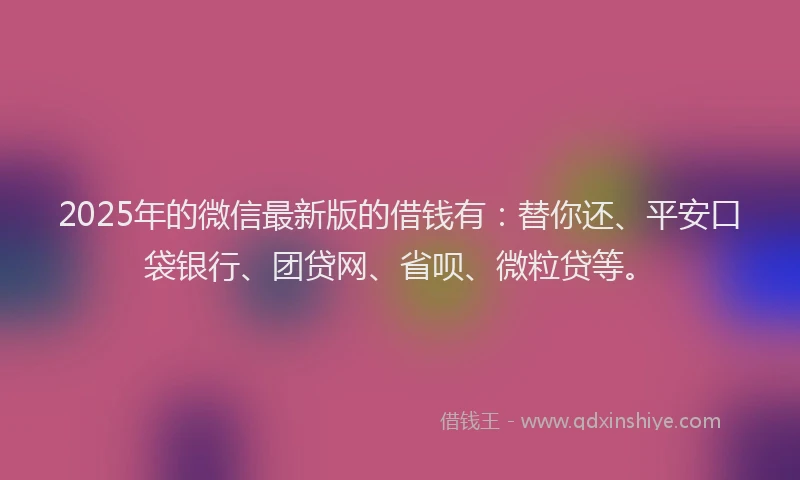 2025年的微信最新版的借钱有：替你还、平安口袋银行、团贷网、省呗、微粒贷等。