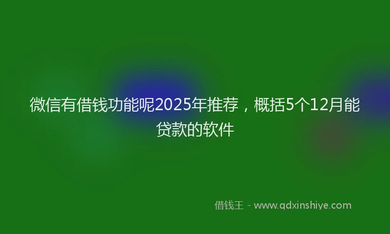 微信有借钱功能呢2025年推荐，概括5个12月能贷款的软件