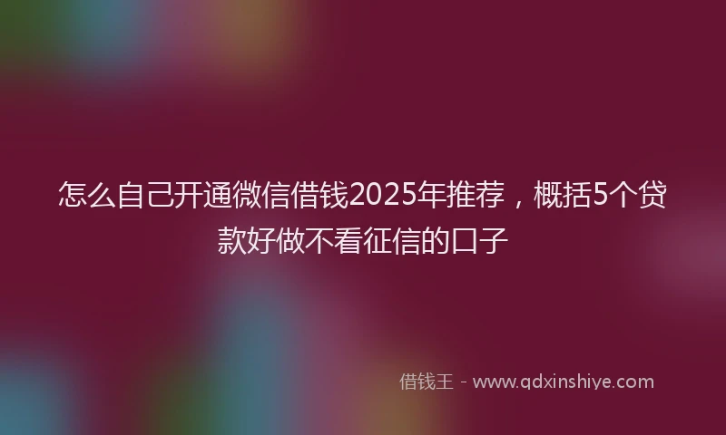 怎么自己开通微信借钱2025年推荐，概括5个贷款好做不看征信的口子
