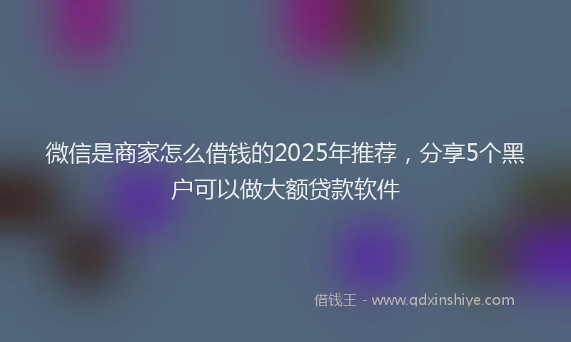 微信是商家怎么借钱的2025年推荐，分享5个黑户可以做大额贷款软件