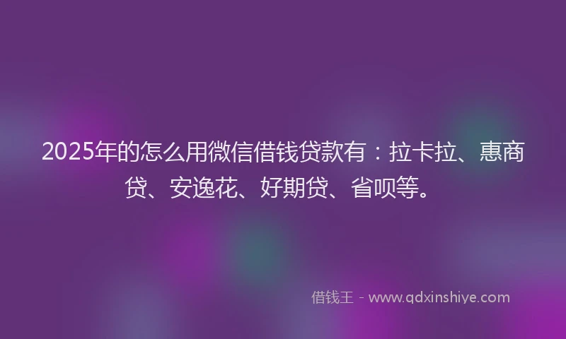 2025年的怎么用微信借钱贷款有：拉卡拉、惠商贷、安逸花、好期贷、省呗等。