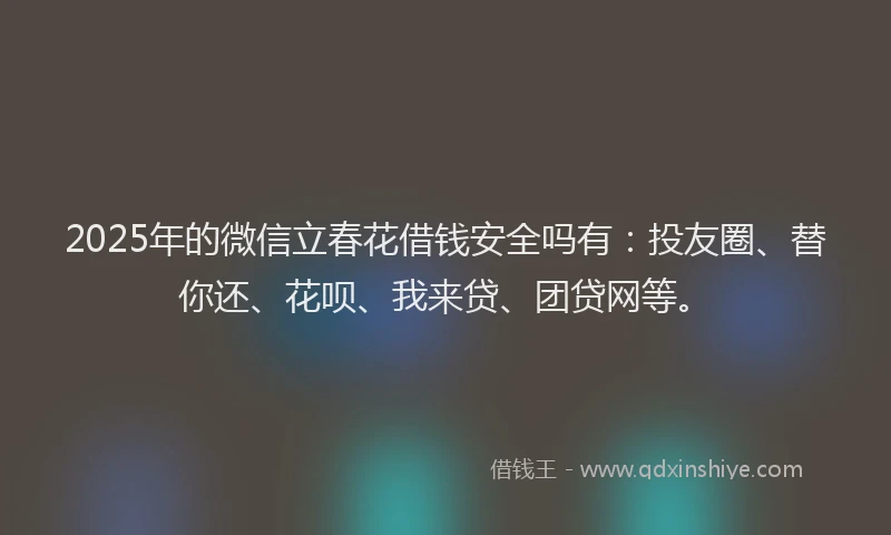 2025年的微信立春花借钱安全吗有：投友圈、替你还、花呗、我来贷、团贷网等。