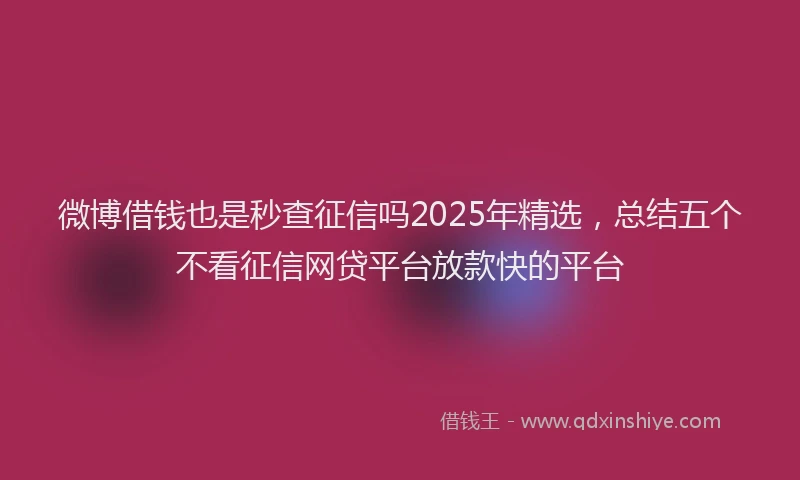 微博借钱也是秒查征信吗2025年精选，总结五个不看征信网贷平台放款快的平台