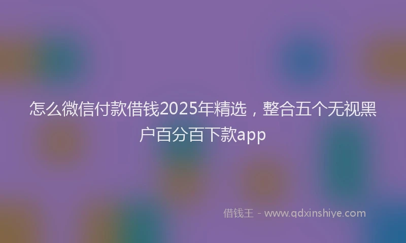 怎么微信付款借钱2025年精选，整合五个无视黑户百分百下款app