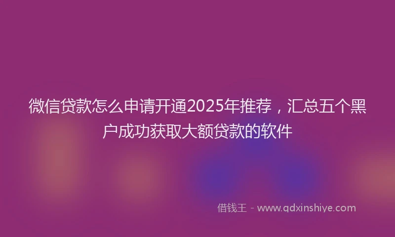 微信贷款怎么申请开通2025年推荐，汇总五个黑户成功获取大额贷款的软件