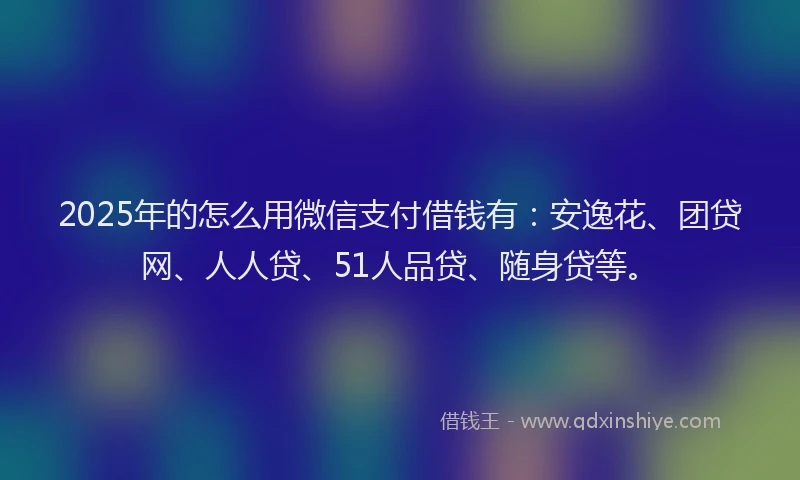 2025年的怎么用微信支付借钱有：安逸花、团贷网、人人贷、51人品贷、随身贷等。