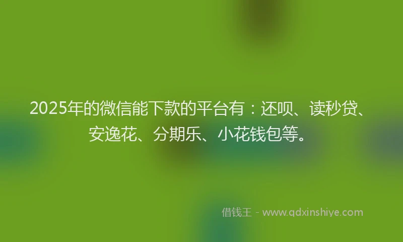 2025年的微信能下款的平台有：还呗、读秒贷、安逸花、分期乐、小花钱包等。