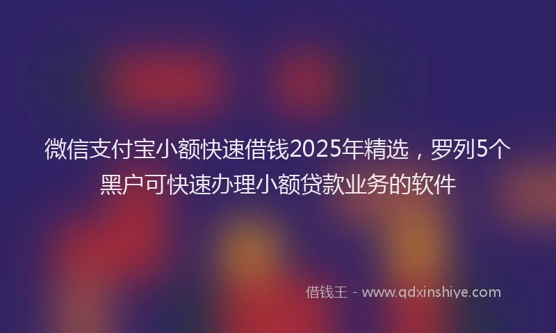 微信支付宝小额快速借钱2025年精选，罗列5个黑户可快速办理小额贷款业务的软件