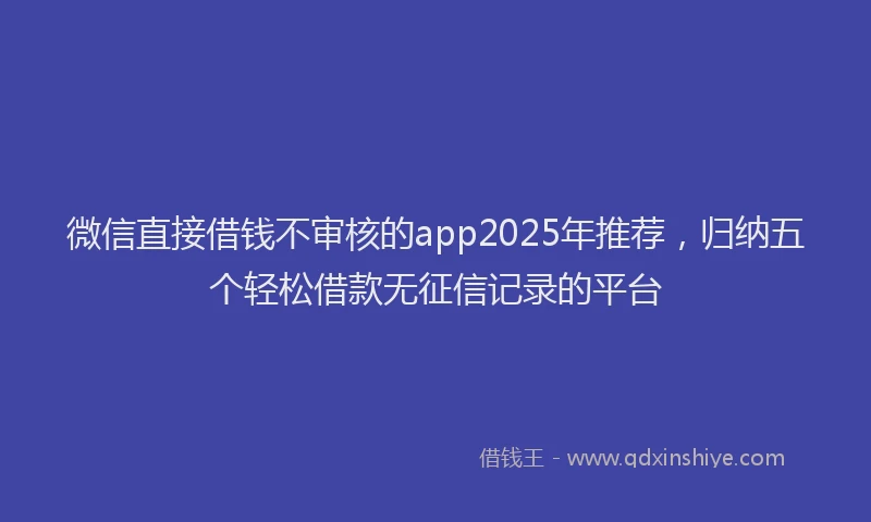 微信直接借钱不审核的app2025年推荐，归纳五个轻松借款无征信记录的平台