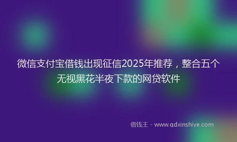 微信支付宝借钱出现征信2025年推荐，整合五个无视黑花半夜下款的网贷软件