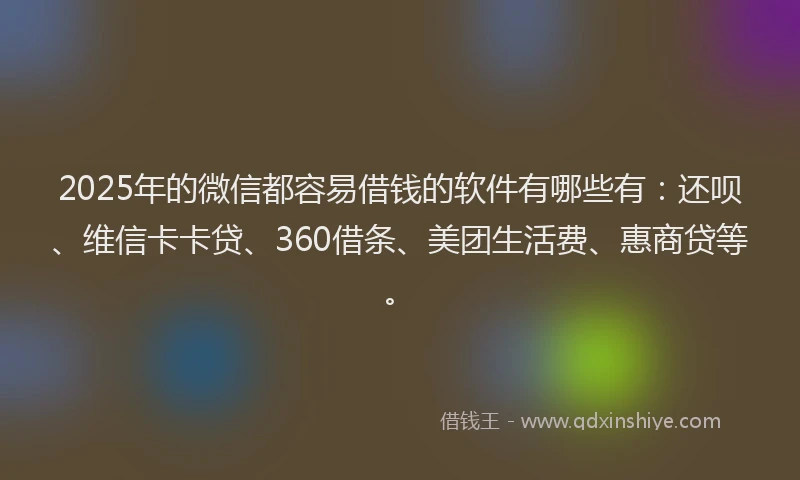 2025年的微信都容易借钱的软件有哪些有：还呗、维信卡卡贷、360借条、美团生活费、惠商贷等。
