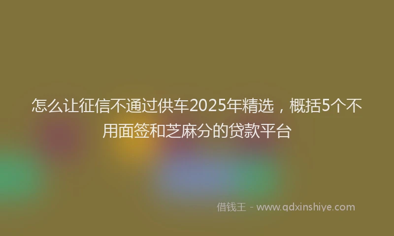 怎么让征信不通过供车2025年精选，概括5个不用面签和芝麻分的贷款平台