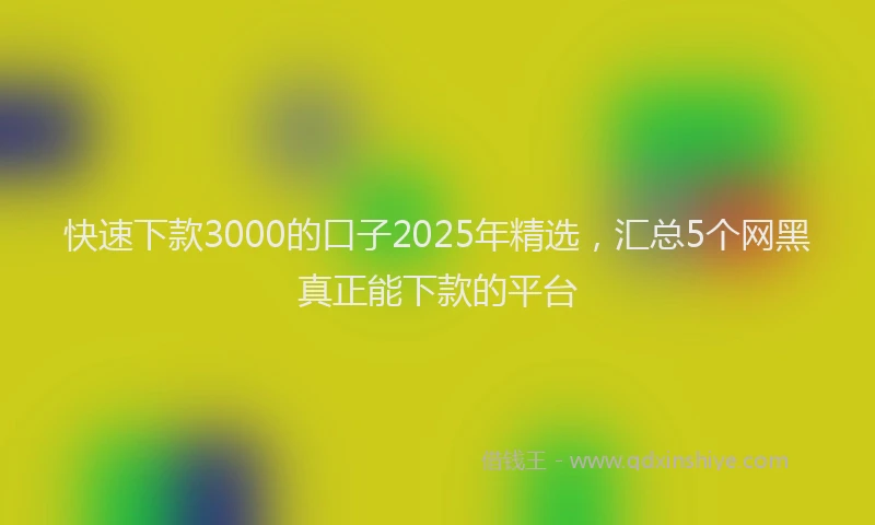 快速下款3000的口子2025年精选，汇总5个网黑真正能下款的平台