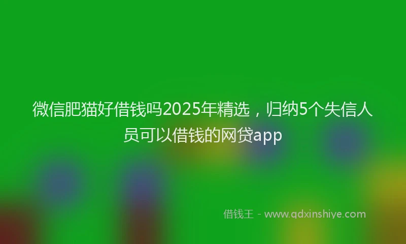 微信肥猫好借钱吗2025年精选，归纳5个失信人员可以借钱的网贷app