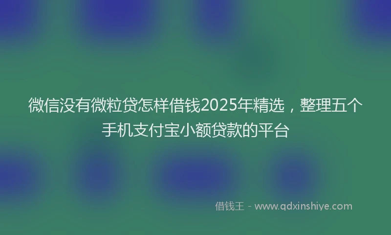 微信没有微粒贷怎样借钱2025年精选，整理五个手机支付宝小额贷款的平台