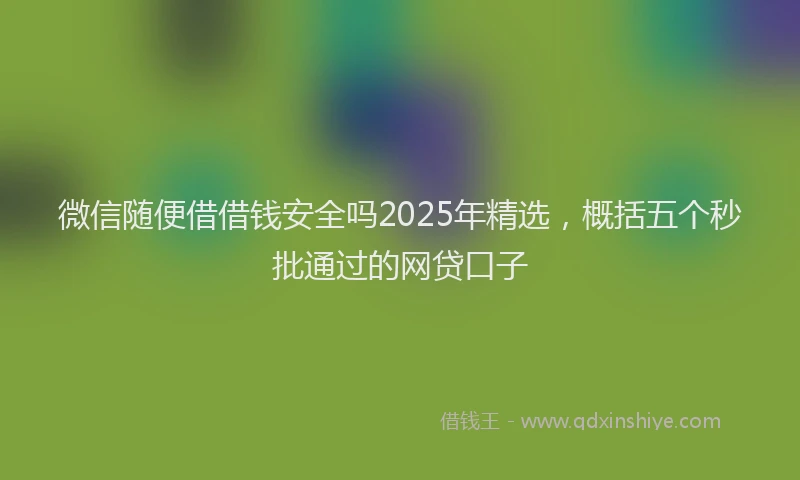 微信随便借借钱安全吗2025年精选，概括五个秒批通过的网贷口子