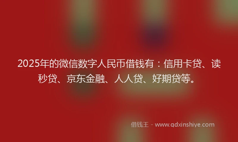 2025年的微信数字人民币借钱有：信用卡贷、读秒贷、京东金融、人人贷、好期贷等。