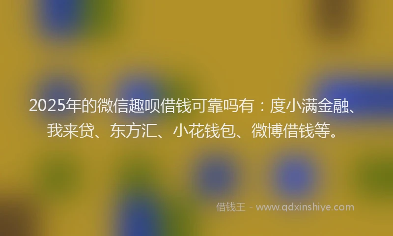 2025年的微信趣呗借钱可靠吗有：度小满金融、我来贷、东方汇、小花钱包、微博借钱等。