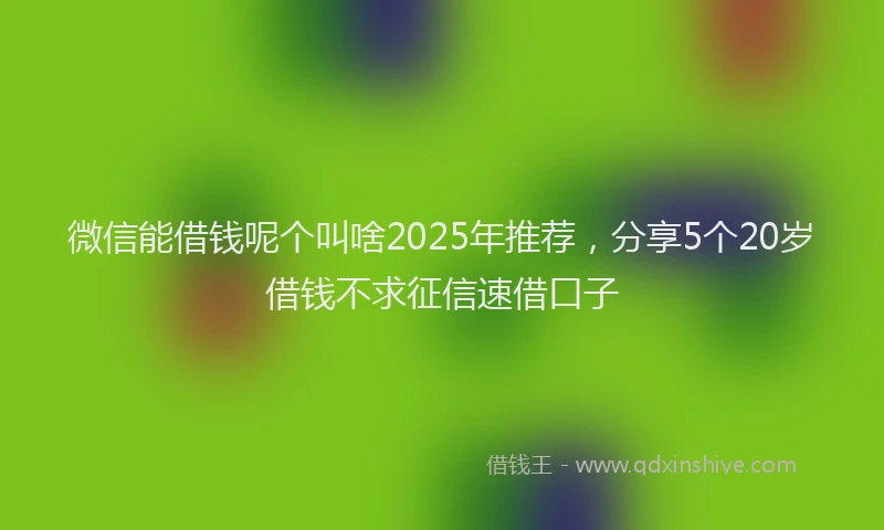 微信能借钱呢个叫啥2025年推荐，分享5个20岁借钱不求征信速借口子