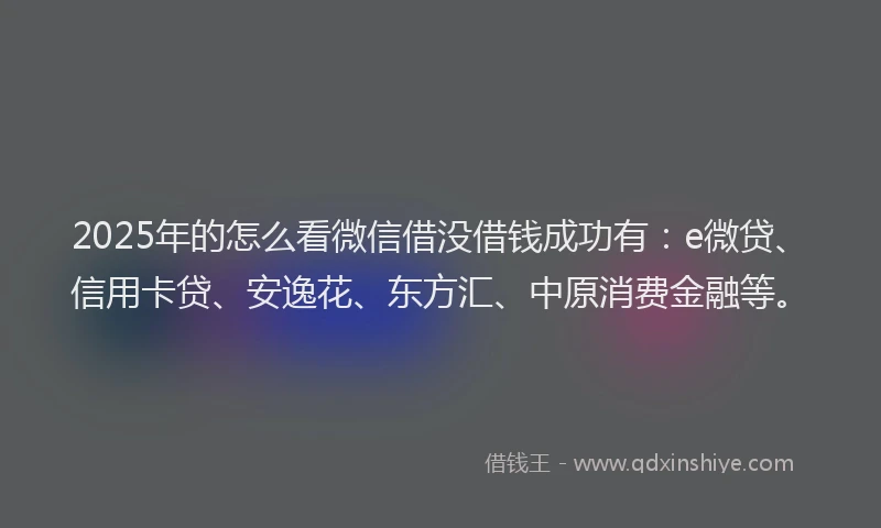 2025年的怎么看微信借没借钱成功有：e微贷、信用卡贷、安逸花、东方汇、中原消费金融等。