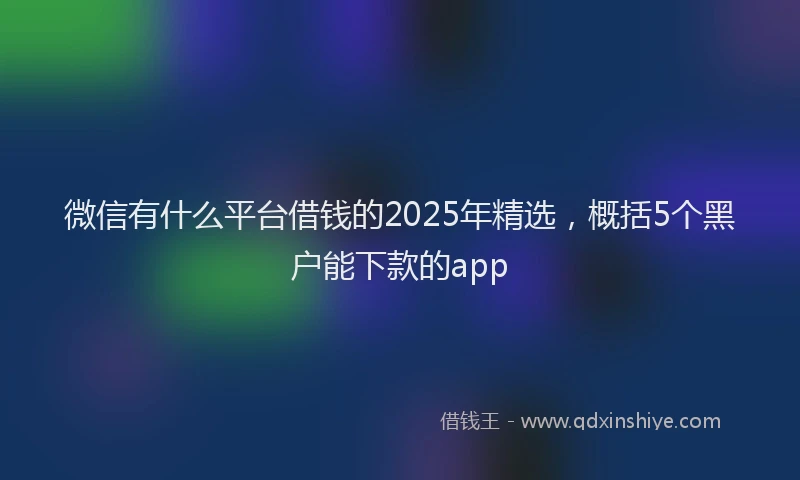 微信有什么平台借钱的2025年精选，概括5个黑户能下款的app