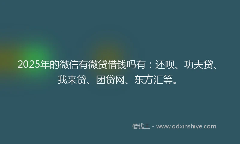 2025年的微信有微贷借钱吗有：还呗、功夫贷、我来贷、团贷网、东方汇等。