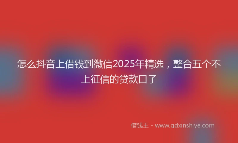 怎么抖音上借钱到微信2025年精选，整合五个不上征信的贷款口子