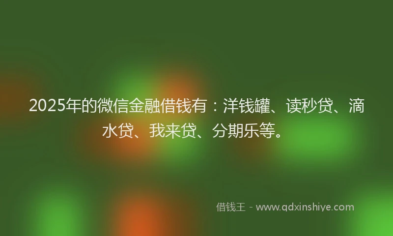 2025年的微信金融借钱有：洋钱罐、读秒贷、滴水贷、我来贷、分期乐等。